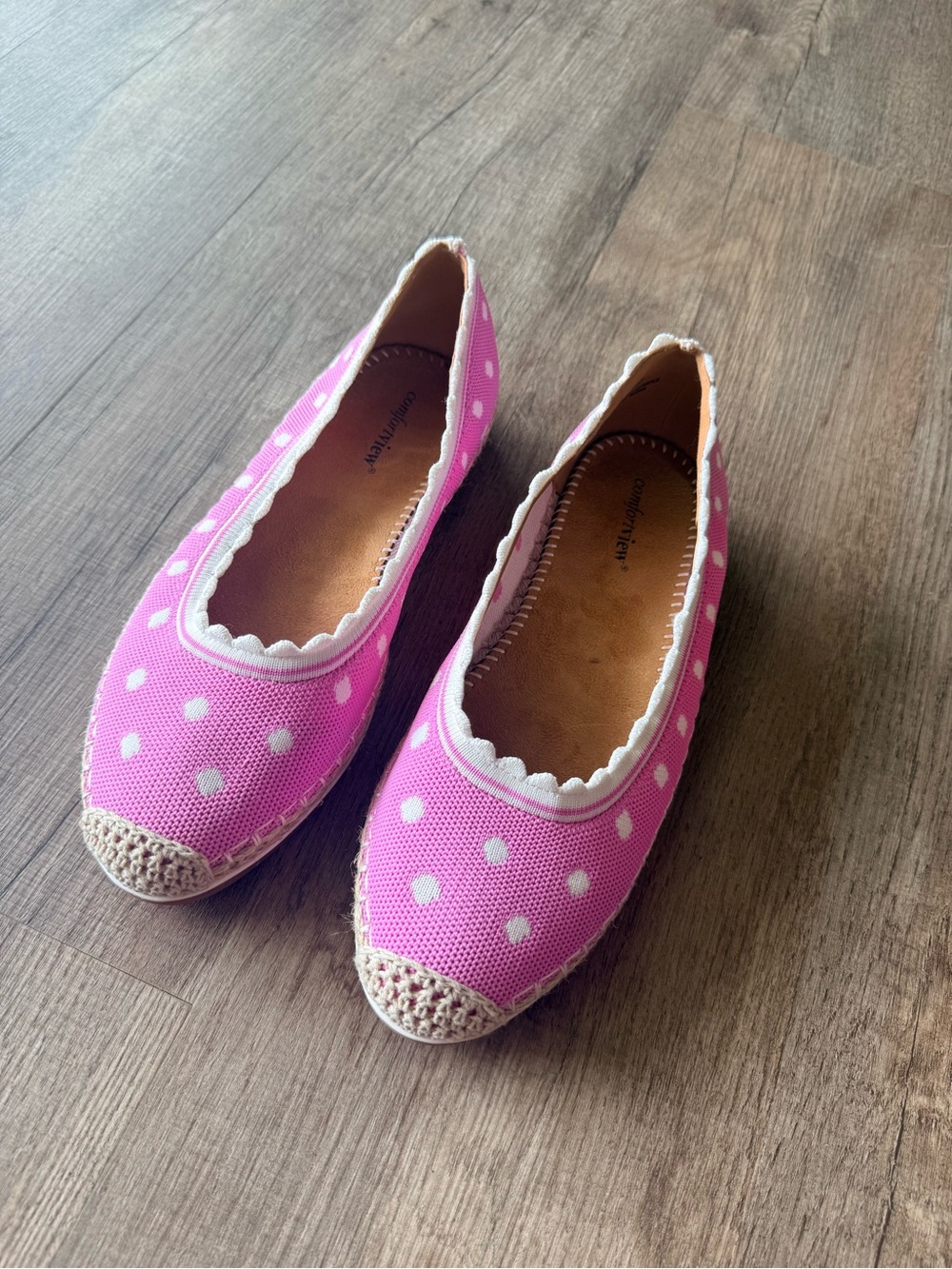 ComfortView Pink Polka Dot Women’s Espadrille Flats